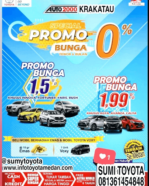 Spesial Promo Akhir Tahun Bunga 0% Dealer Toyota Medan